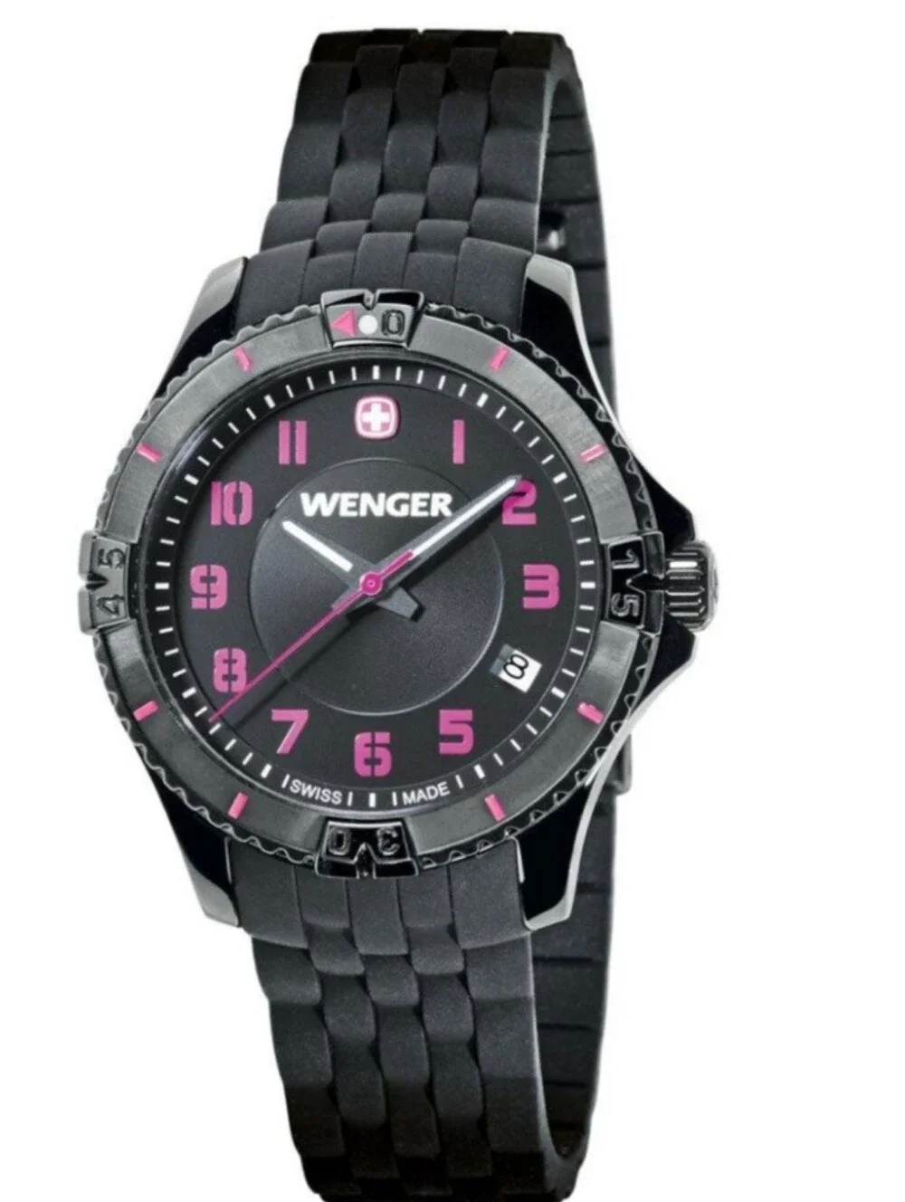 Wenger Black Watch with Pink Accents